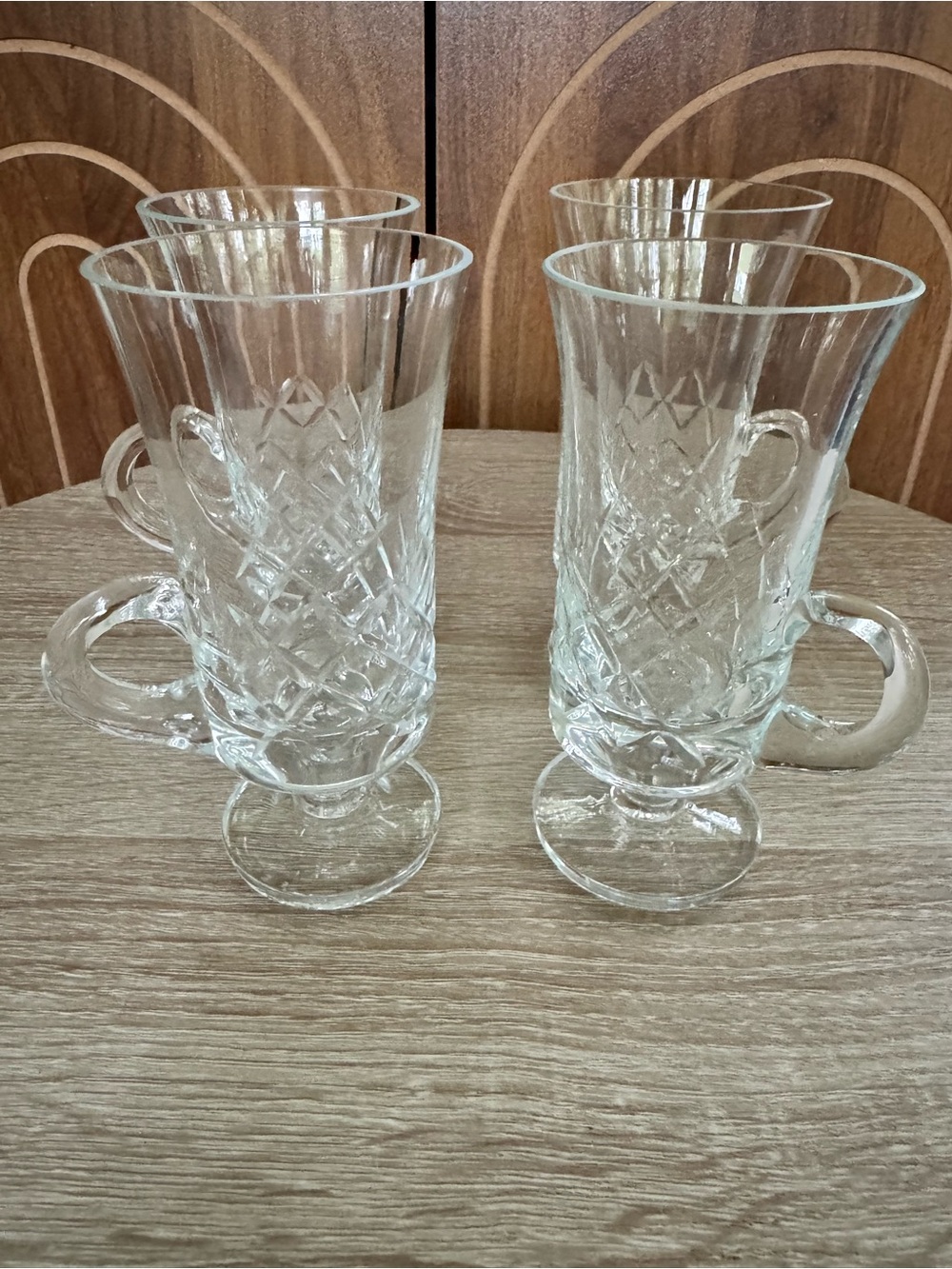 Clear Pressed Glass Irish Coffee Mugs - Set of 4